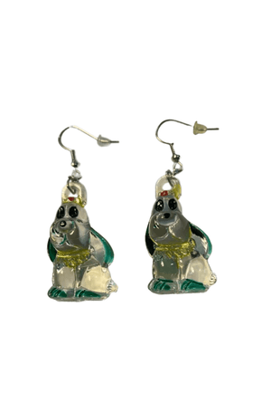 Green Puppy Earrings