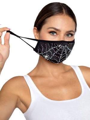 Spider Web Rhinestone Face Mask