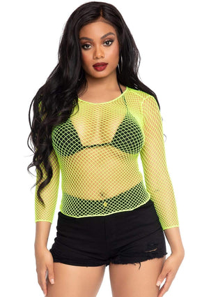 Neon Lime Long Sleeve Net Top