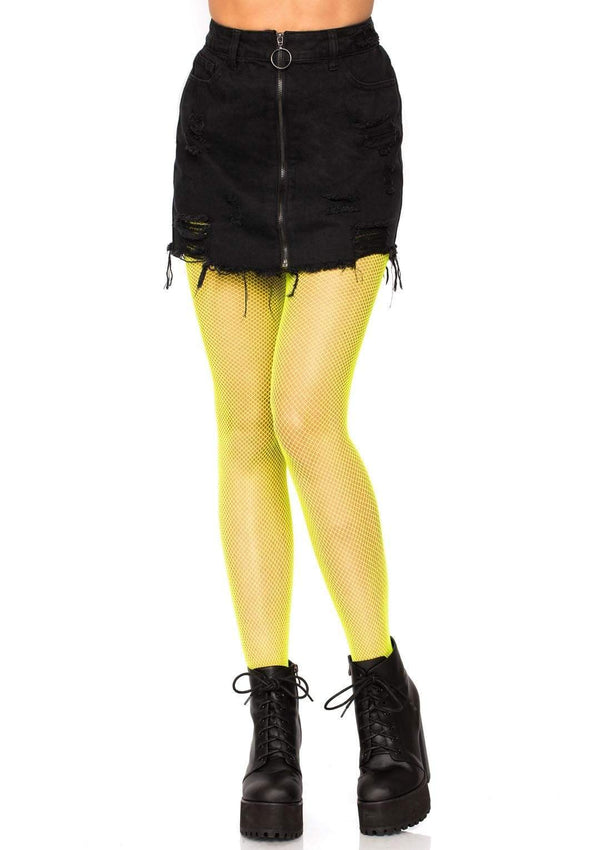 Neon Yellow Fishnet Tights