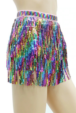 Light Pink & Rainbow Sequin Wrap Skirt