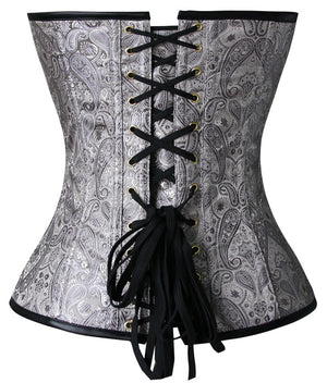 Black and Silver Steel Boned Steampunk Corset