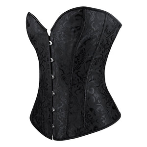 Plain Black Jacquard Overbust Corset