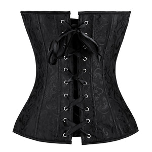 Plain Black Jacquard Overbust Corset