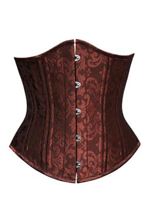 Steel Boned Brown Jacquard Underbust