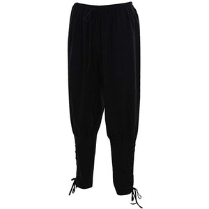 Mens Black Lace-up Leg Pants