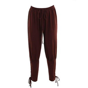 Mens Brown Lace-up Leg Pants