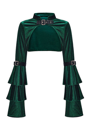 Cropped Green Velvet Steampunk Shrug