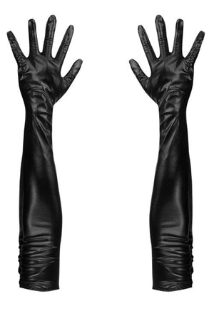 Extra Long Black Wet Look Gloves