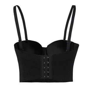 Black Pleather Bustier Crop Top