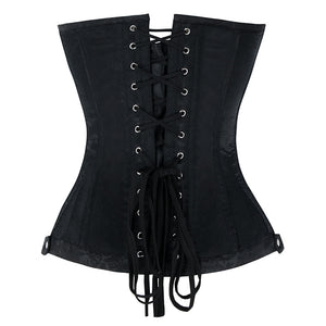 Black Jacquard Steel Boned Corset with Zip