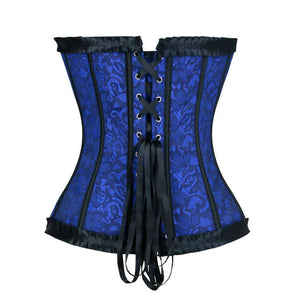 Blue Lace Overlay Overbust Corset