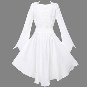 White Renaissance Bell Sleeve Dress