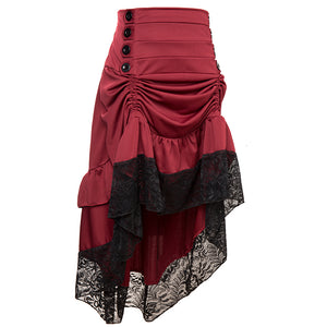 Red & Black Lace Steampunk Skirt