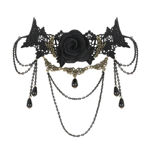 Black Victorian Rose Choker (B)