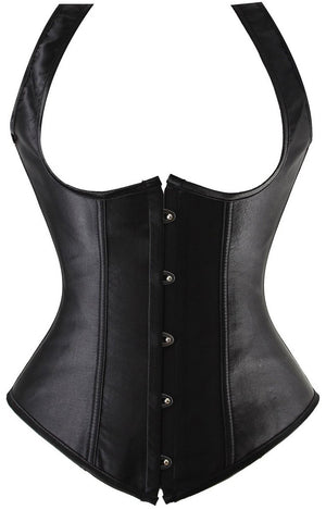 Black Satin Underbust Corset Vest