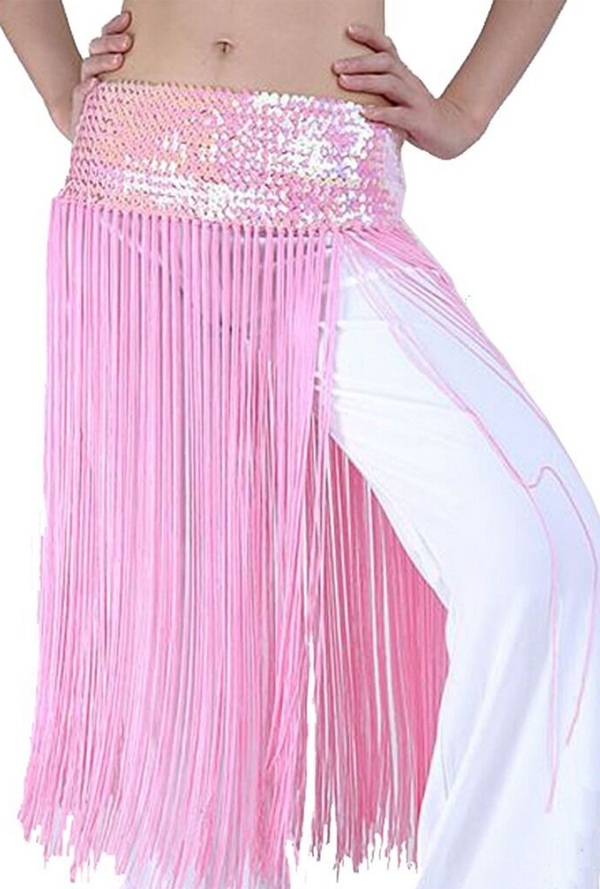 Light Pink Sequin Fringe Tassel Belt