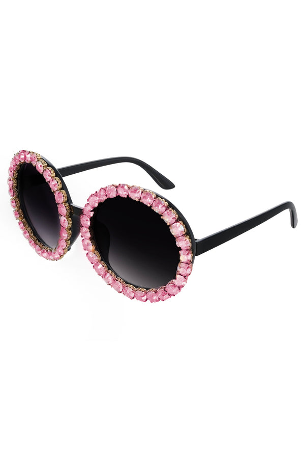 Fashion Pink Bling Round Glasses