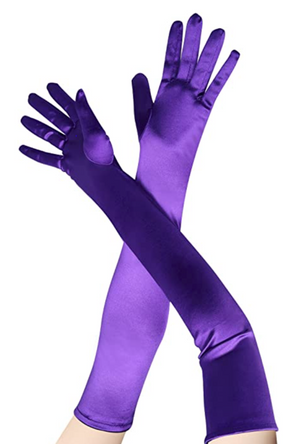 Extra Long Purple Satin Gloves