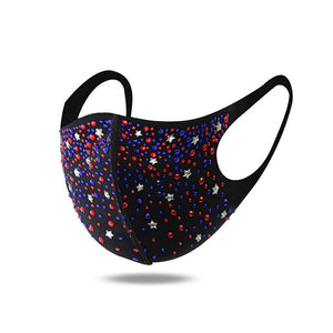 Red and Blue Starfall Rhinestone Face Mask