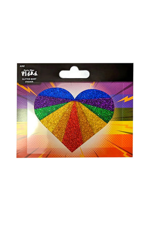 Glitter Rainbow Heart Body Tattoo