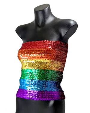 Rainbow Sequin Boob Tube Top