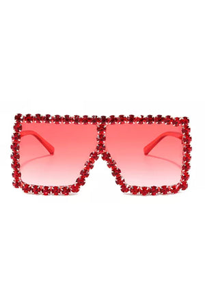 Fashion Red Rhinestone Frame Glasses