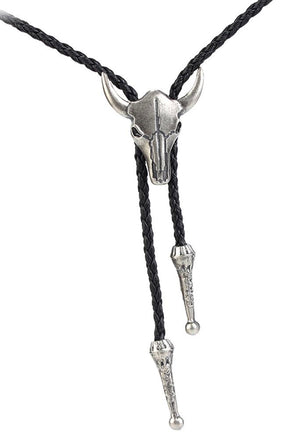 Silver Bull Skull Bolo Tie