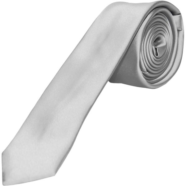 Grey Satin Skinny Neck Tie