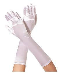 white satin gloves