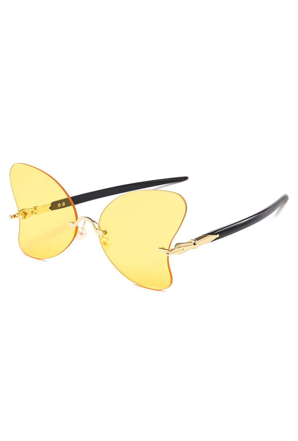 Fashion Yellow Winged Glasses