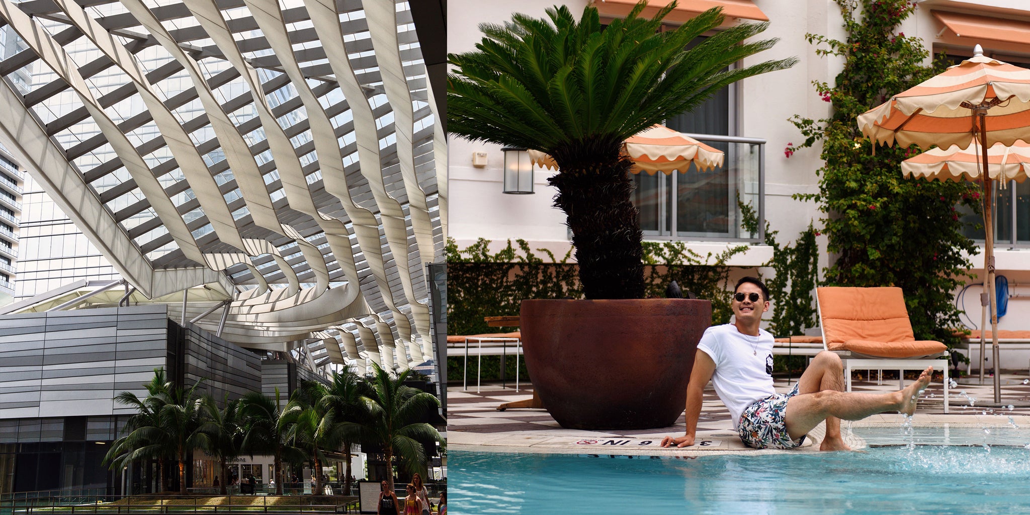 Bather Excellent Adventures in Miami | Colour Jungle Tropics Swim Trunk and White Bather Shirt