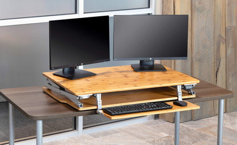 Attollo Desk Bamboo Lowered Position