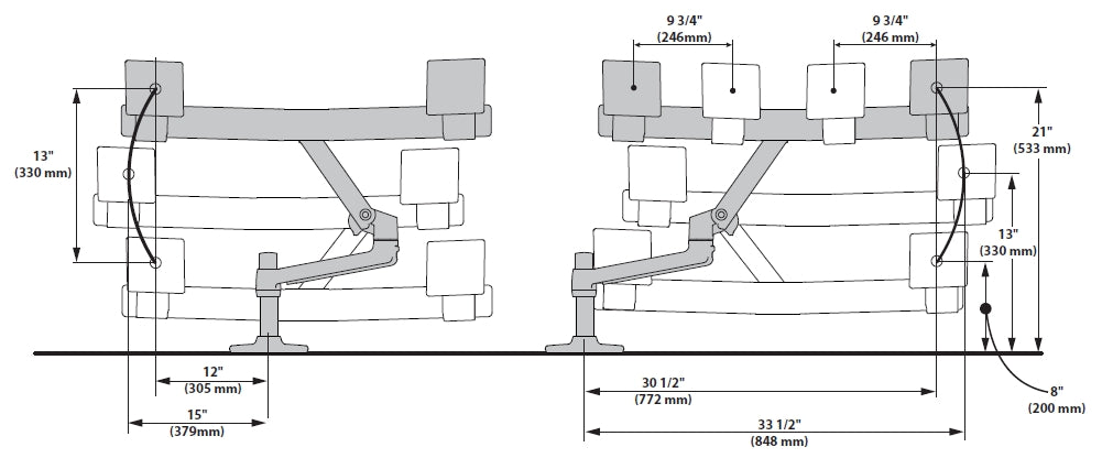 Ergotron Lx Dual Direct Monitor Arm Dimensions