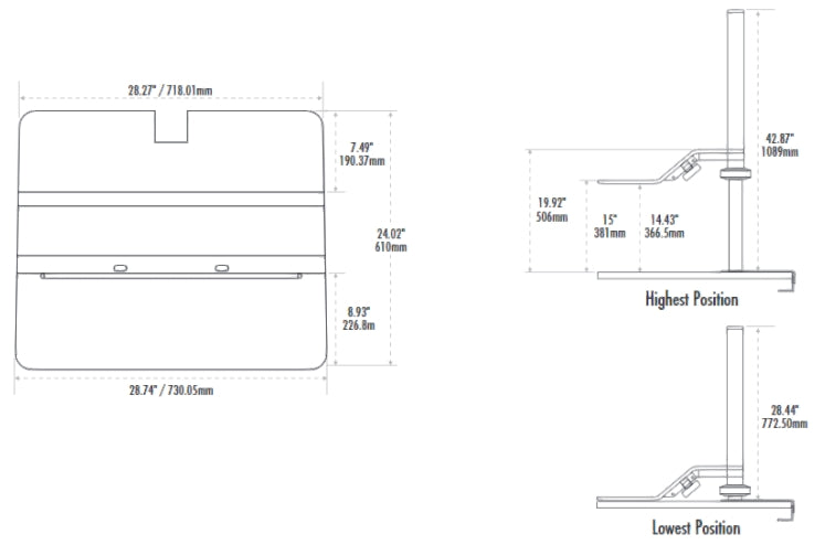 Fellowes Lotus VE Dimension Top Side View