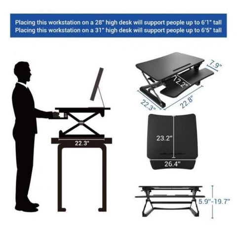 Flexispot M1B 27 inch Standing Desk Converter Height and Dimensions