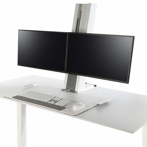 Humanscale QuickStand 3D View White Dual Monitor Facing Left