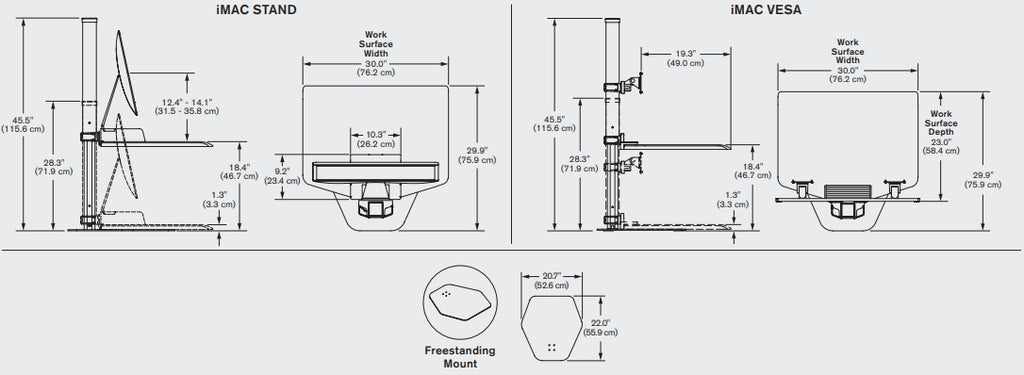 Winston Workstation Apple iMac Dimensions