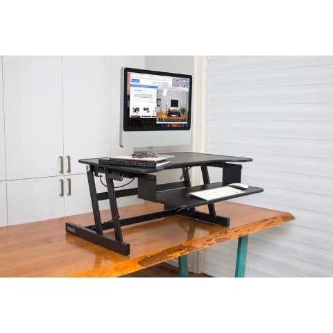 Rocelco ADR Adjustable Desk Riser 3D View On The Table