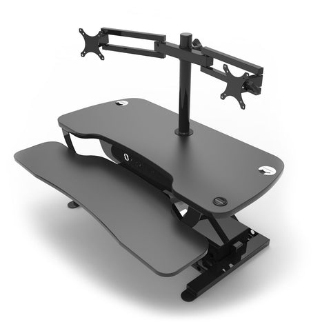 VersaDesk Universal Dual LCD Spider Monitor Arm Black 3D View On Desk