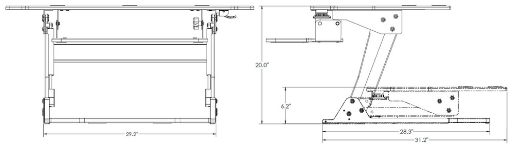 iMovR Ziplift Corner Dimensions Side View