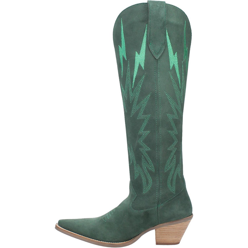 Dingo | Thunder Road Suede Leather Cowboy Boots in Green **PREORDER