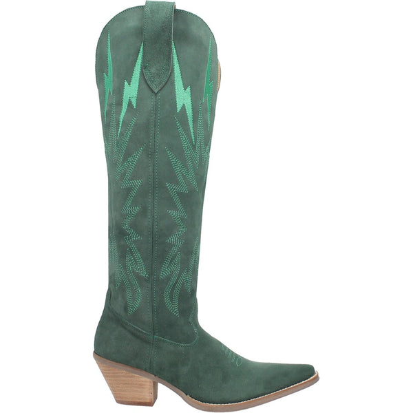 Dingo | Thunder Road Suede Leather Cowboy Boots in Green **PREORDER