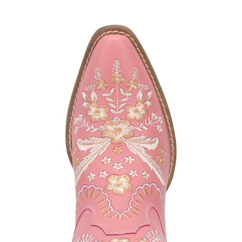 Online Exclusive | Dingo | Primrose Leather Floral Stitch Bootie in Pink **PREORDER