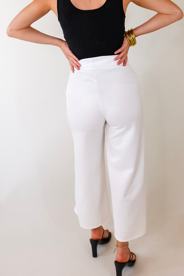 Do A Double Take Front Pleated Pants in Ivory