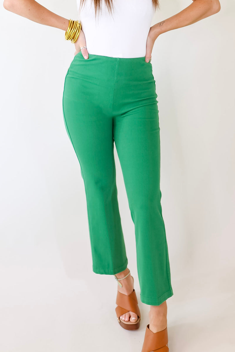 Lyssé | Denim Baby Bootcut Ankle Pants in Lily Pad Green