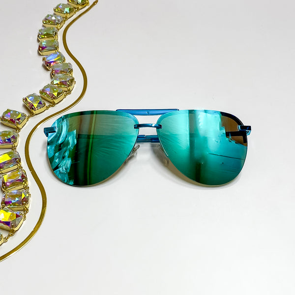DIFF | Tahoe Aviator Sunglasses in Turquoise Metallic Polarized