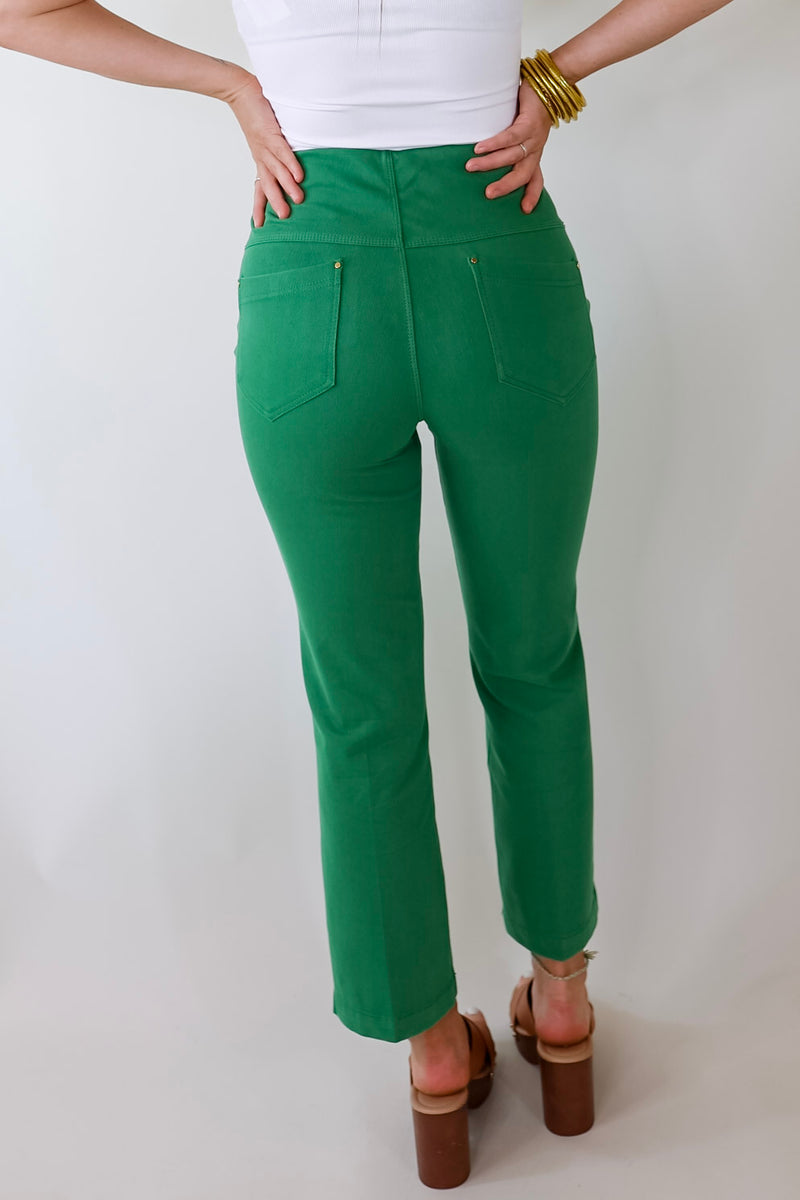 Lyssé | Denim Baby Bootcut Ankle Pants in Lily Pad Green
