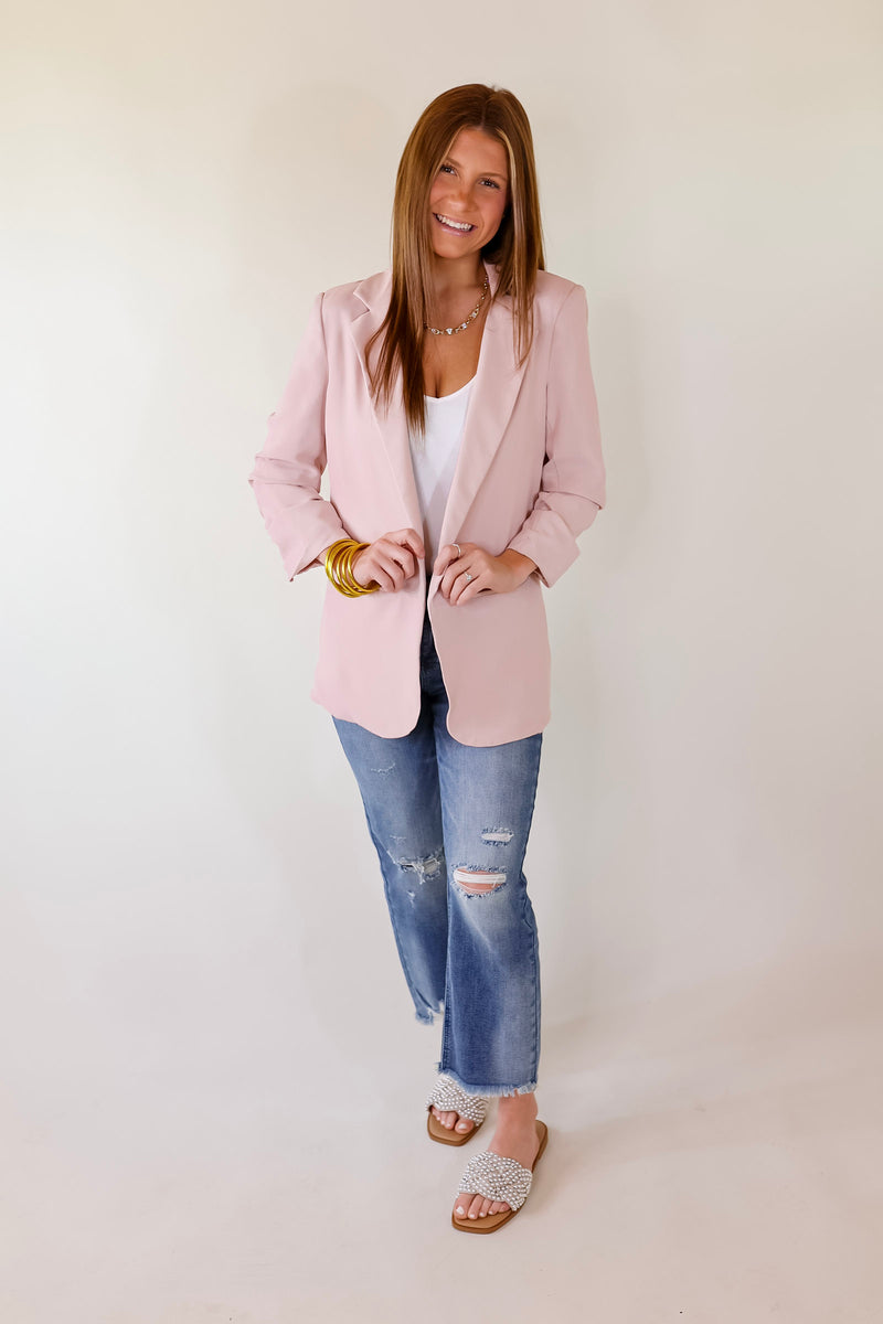 No Bad Angle Blazer With Pockets in Blush Pink