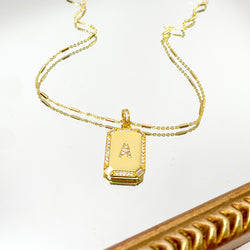 Kinsey Designs | Initial Tile Chain Necklace with CZ Crystals